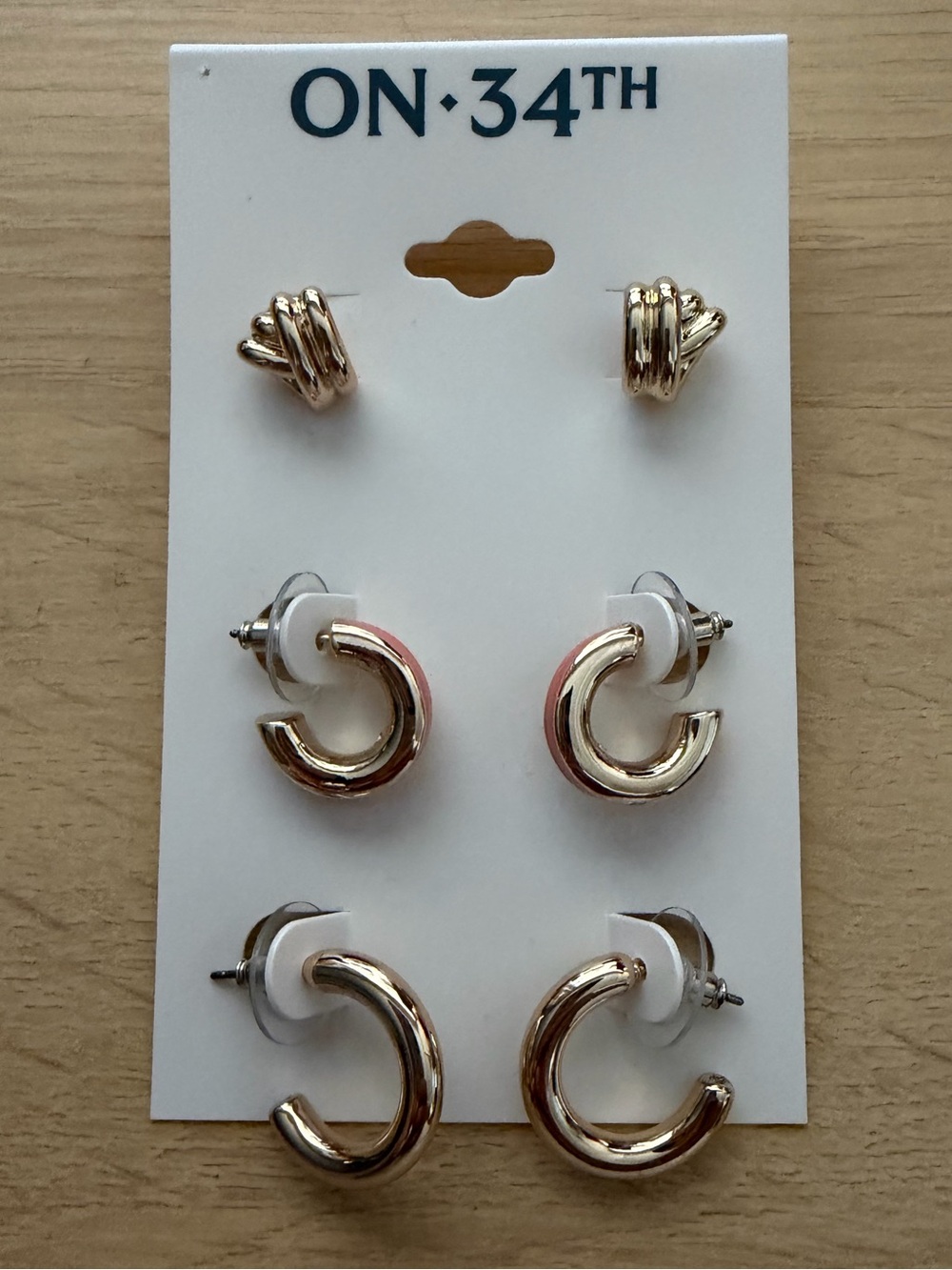 ON·34TH Gold Hoop Earring Set - 3 Pair Mixed Sizes